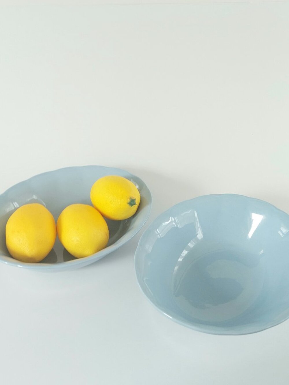 Set of 2 Vintage Grindley Lupin Creampetal Blue Oval Serving Bowls 8.25"